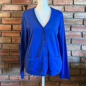 Lands' End Outfitters V-Neck Button Up Blue Cardigan in Size Small